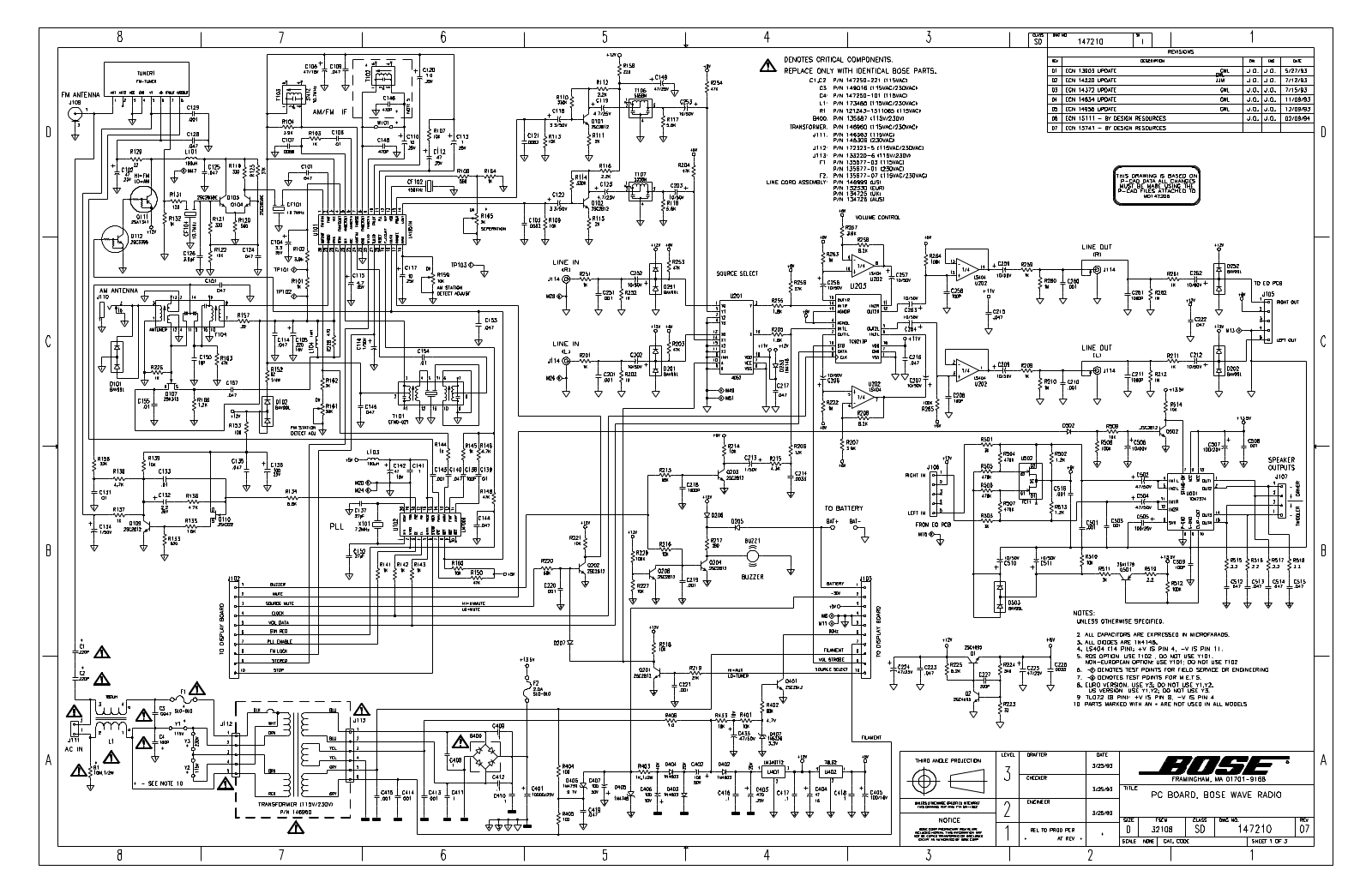 BOSE WAVE RADIO 1993, BWR1 Schematic