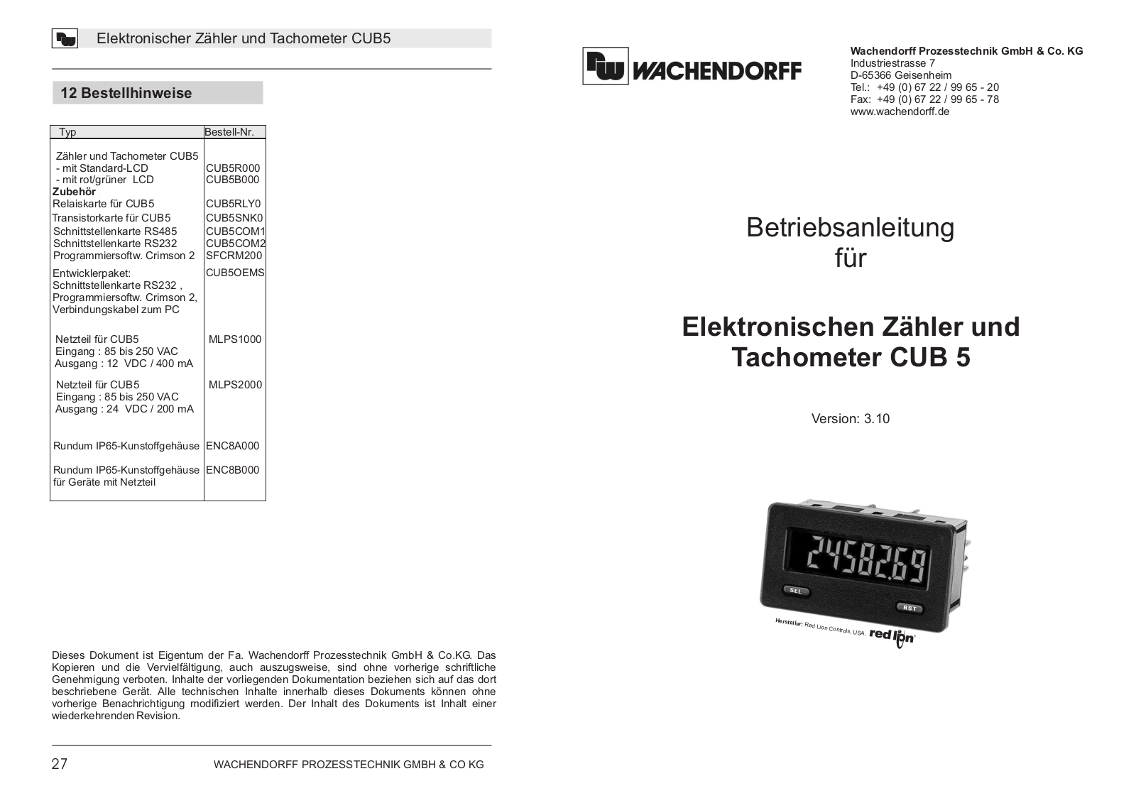 Wachendorff CUB 5 User guide