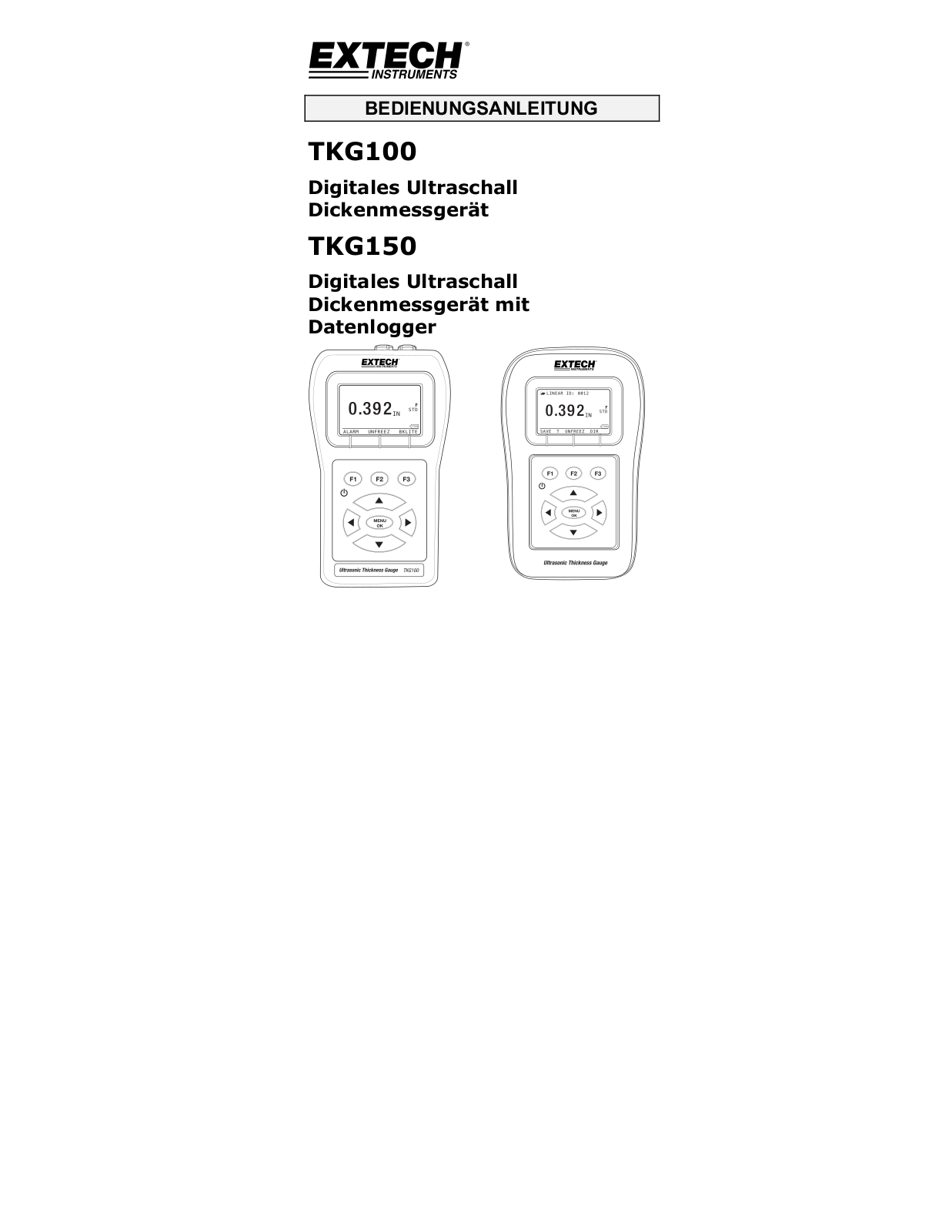 Extech TKG100, TKG150 User guide