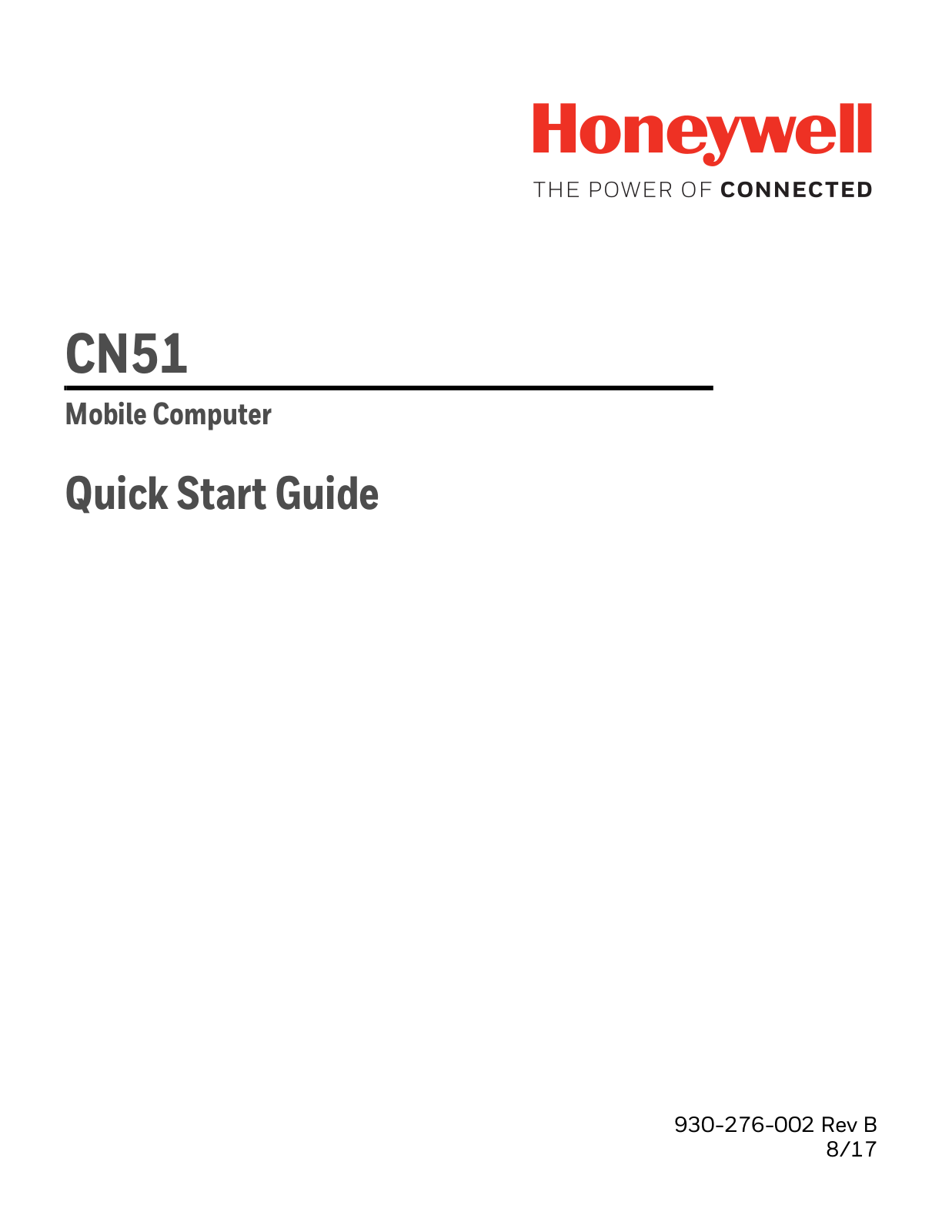 Honeywell CN51 Quick Start Manual