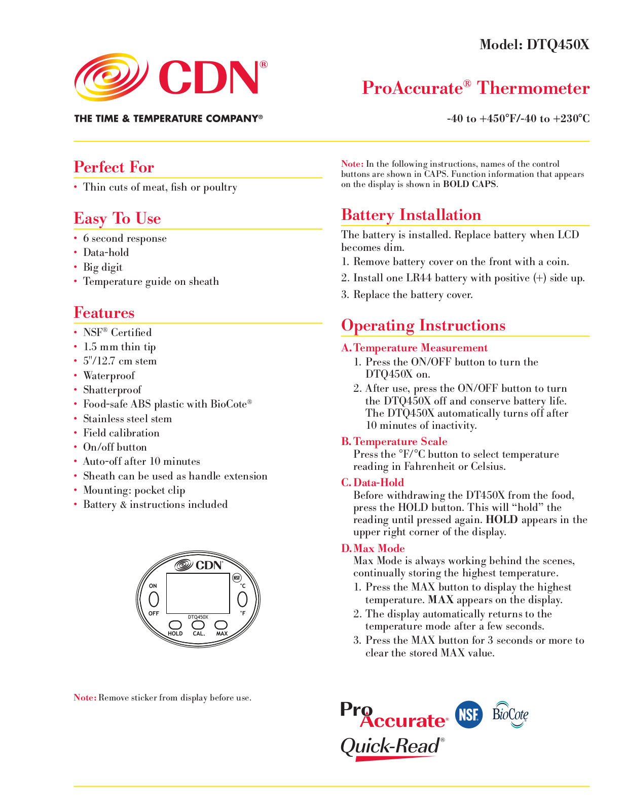 CDN DTQ450X User Manual