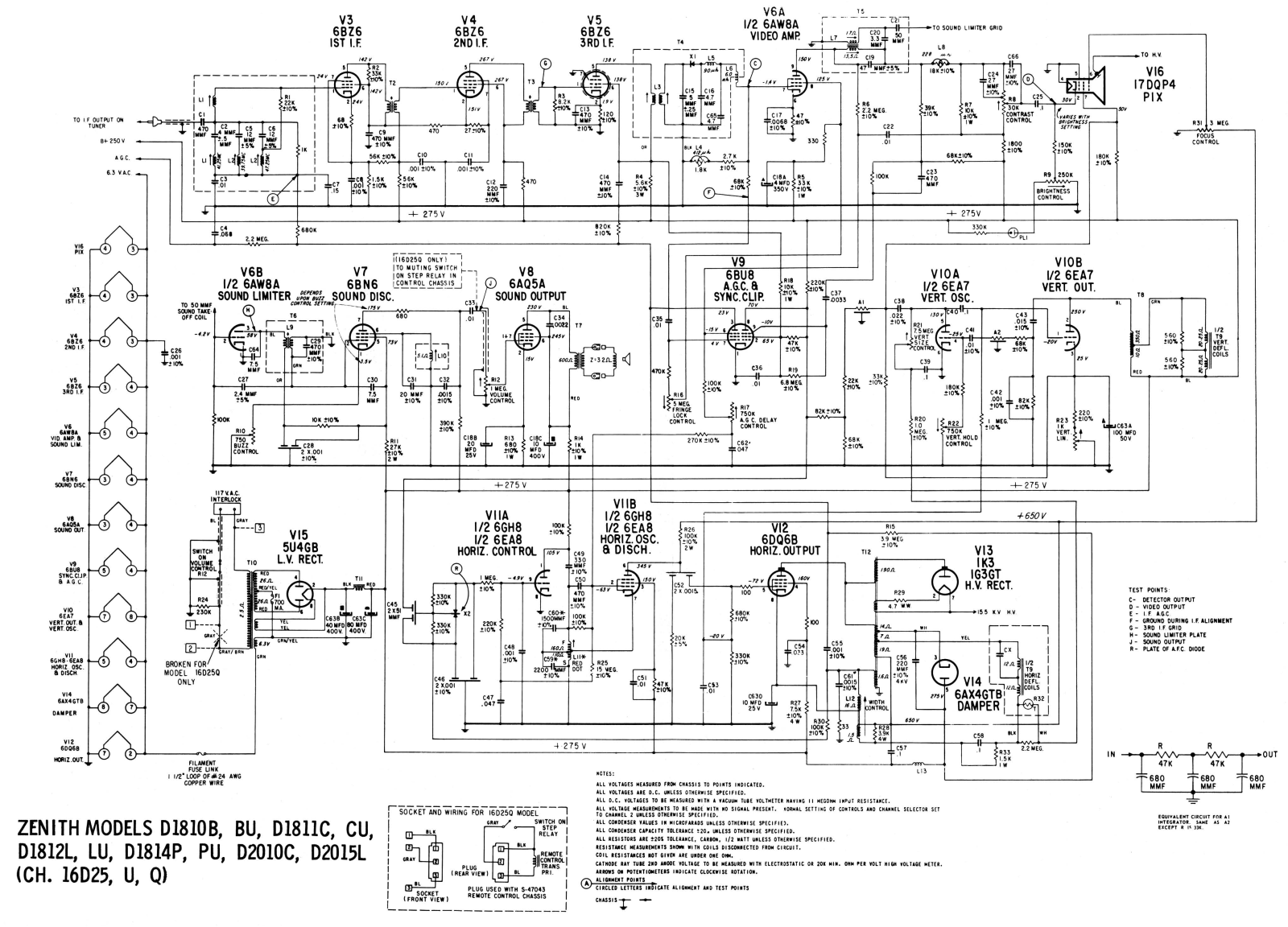 Zenith 16D25 Schematic