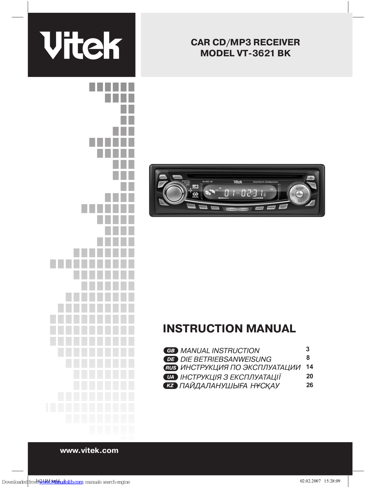 Vitek VT-3621 BK Instruction Manual