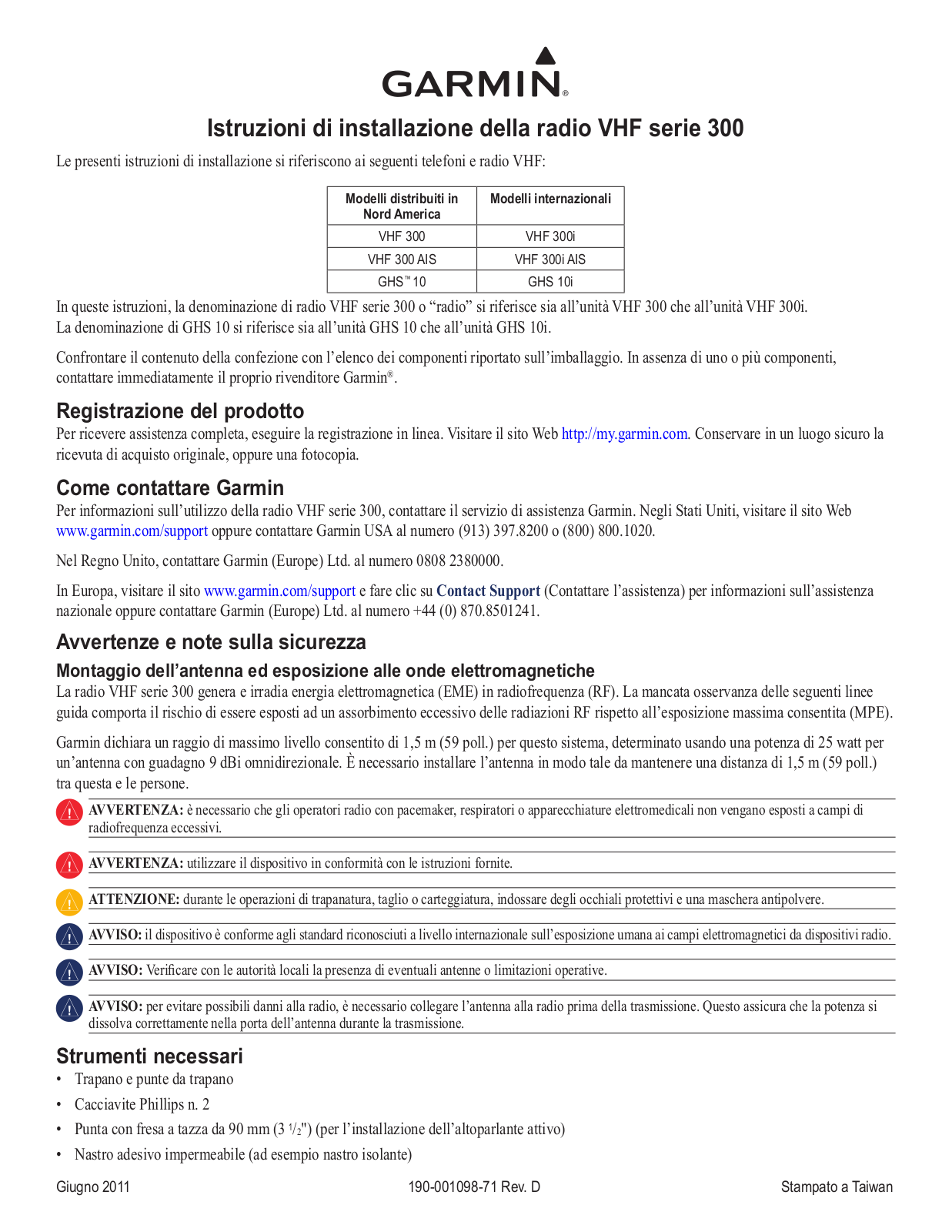 Garmin VHF 300i AIS, VHF 300 Installation manual