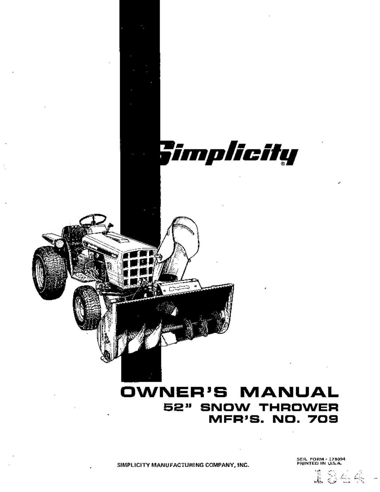 Simplicity 709 User Manual