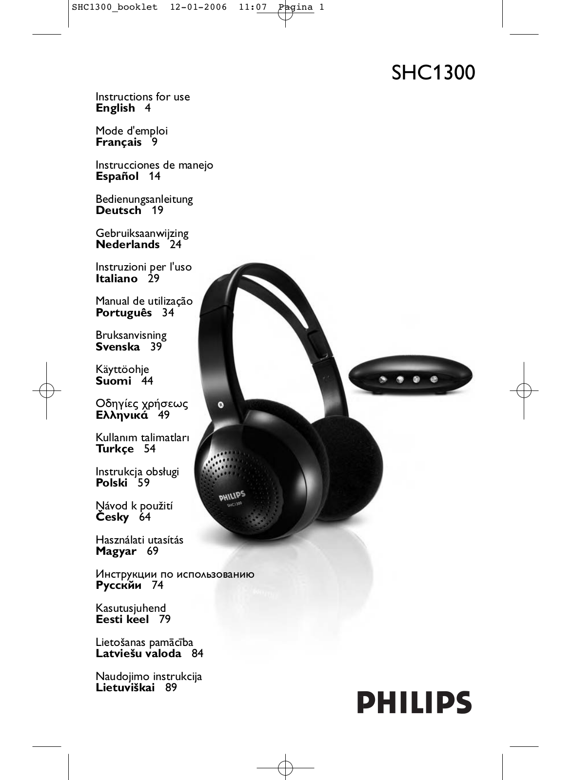 PHILIPS SHC-1300 User Manual