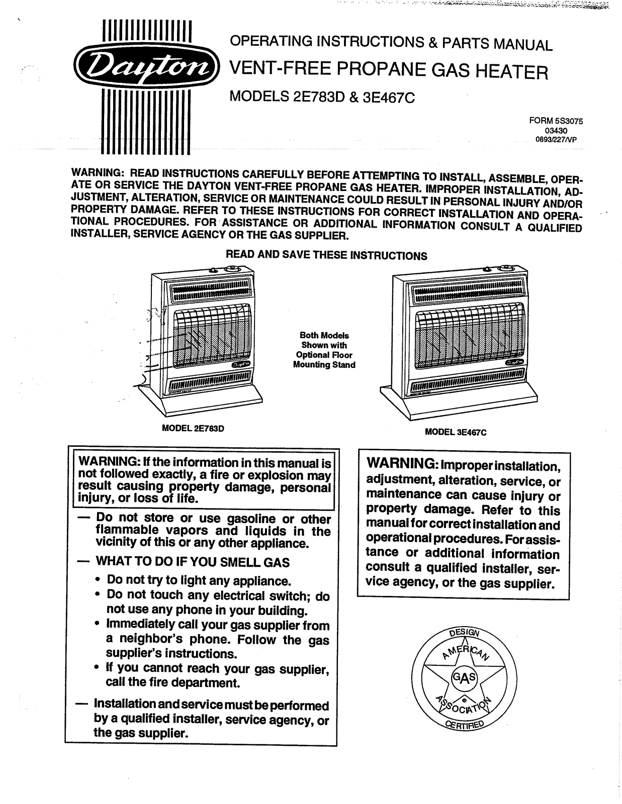 Dayton 3E467C, 2E783D User Manual