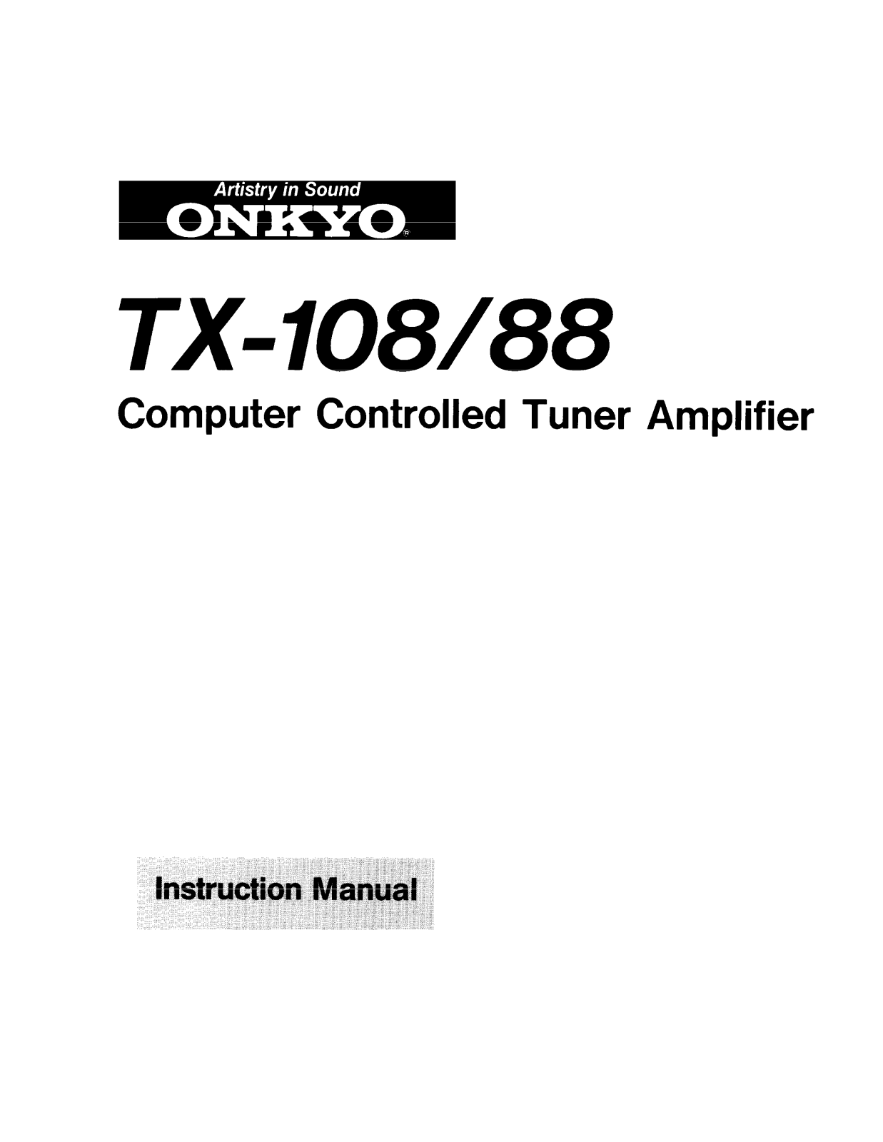 Onkyo TX-88, TX-108 Owners Manual