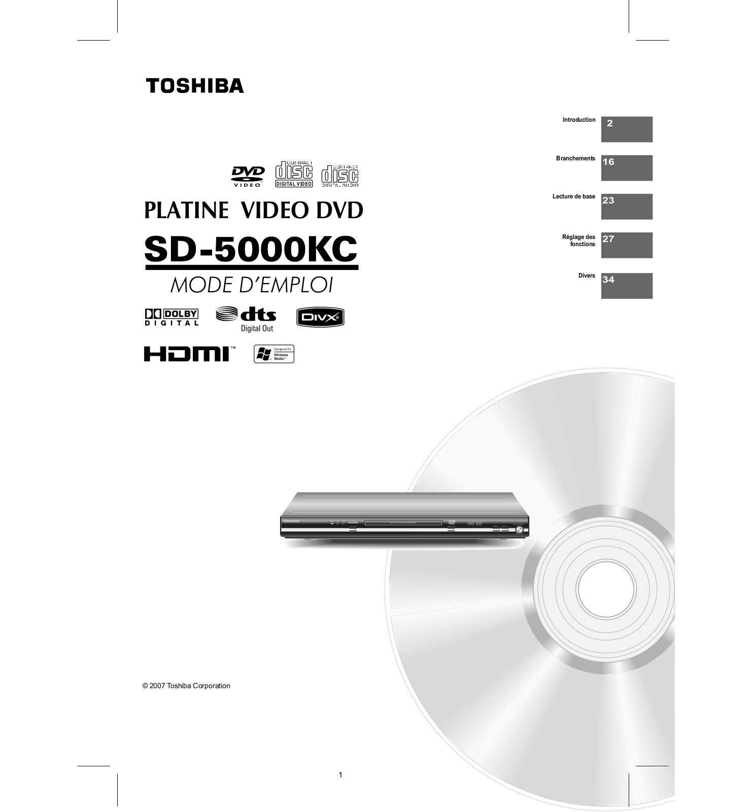 Toshiba SD-5000KC User Manual