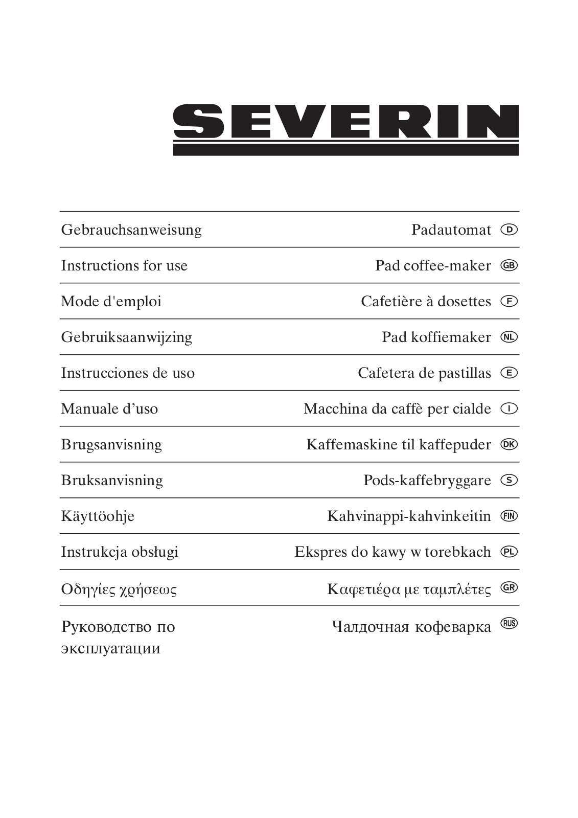 Severin KA 5156 User Manual