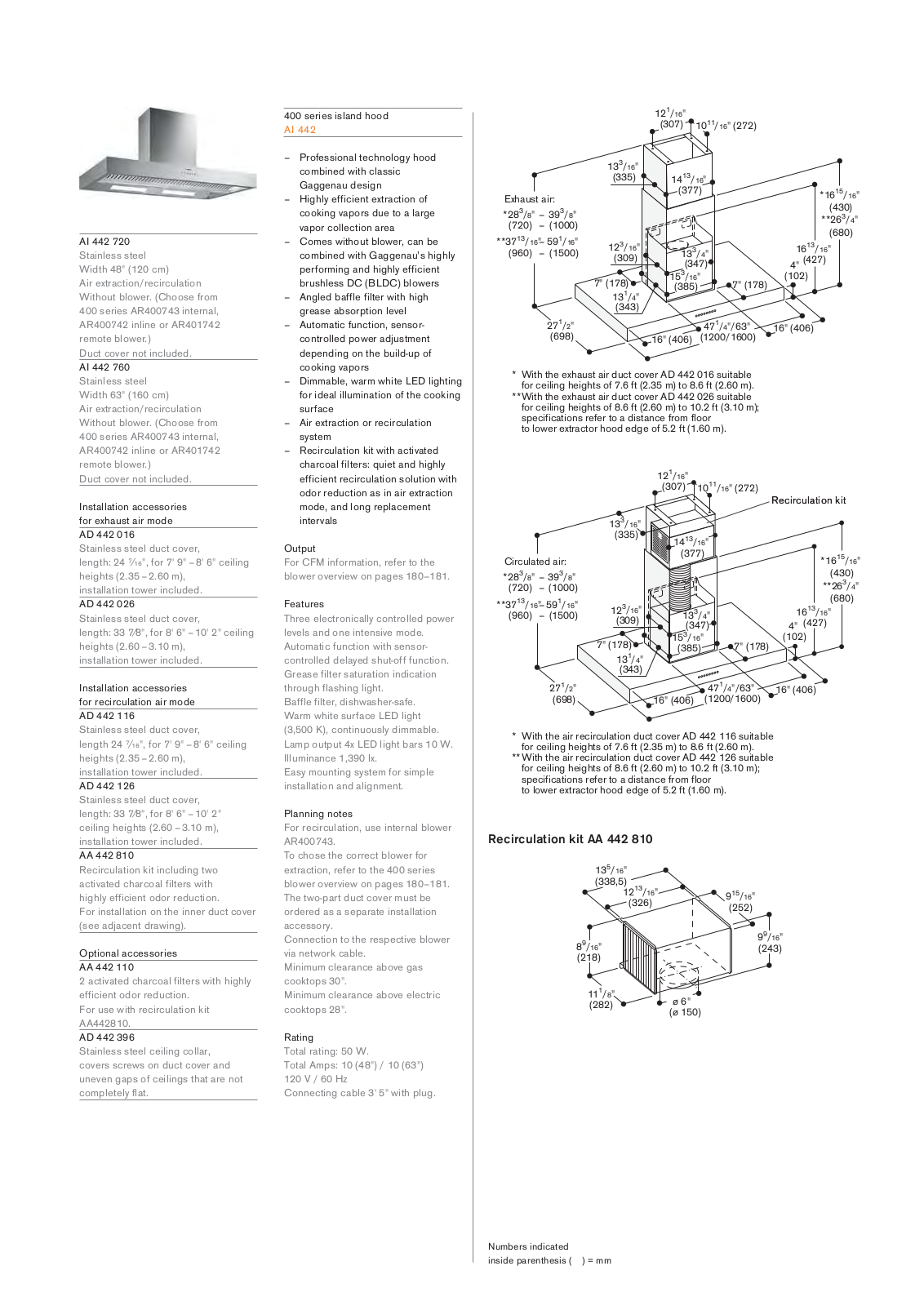 Gaggenau AI442760 Specs