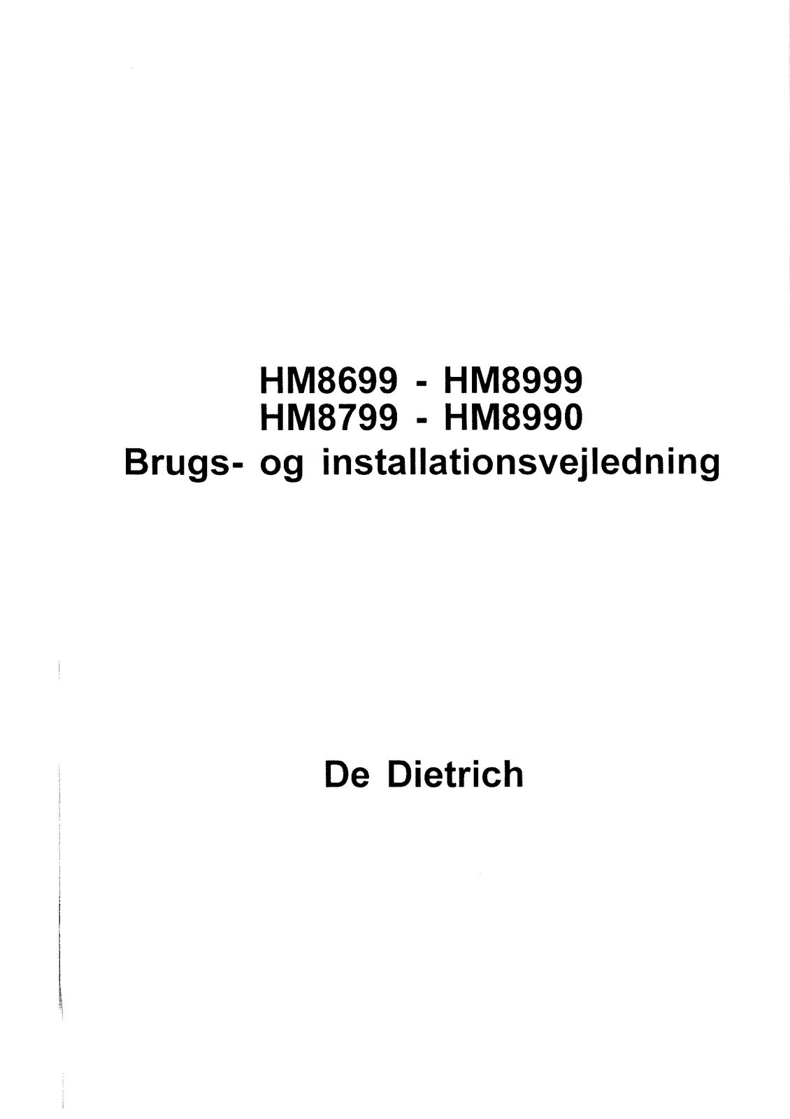 DE DIETRICH HM8999 User Manual