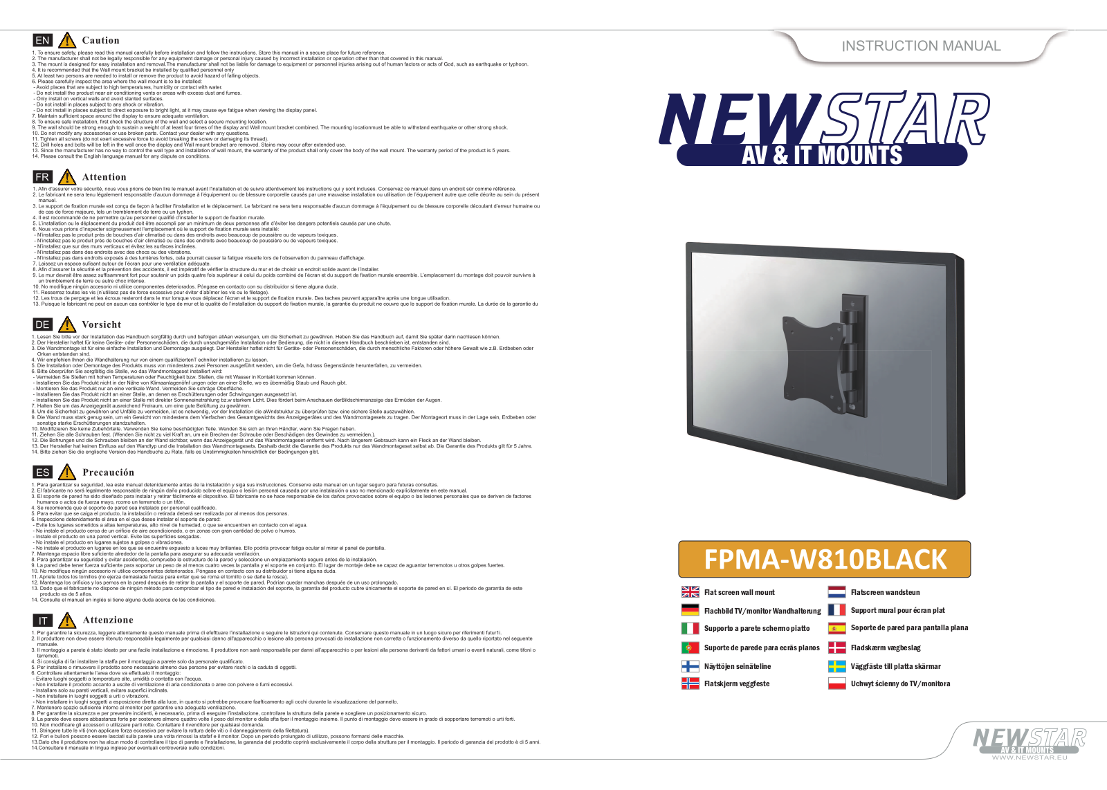 Newstar FPMA-W810BLACK User Manual