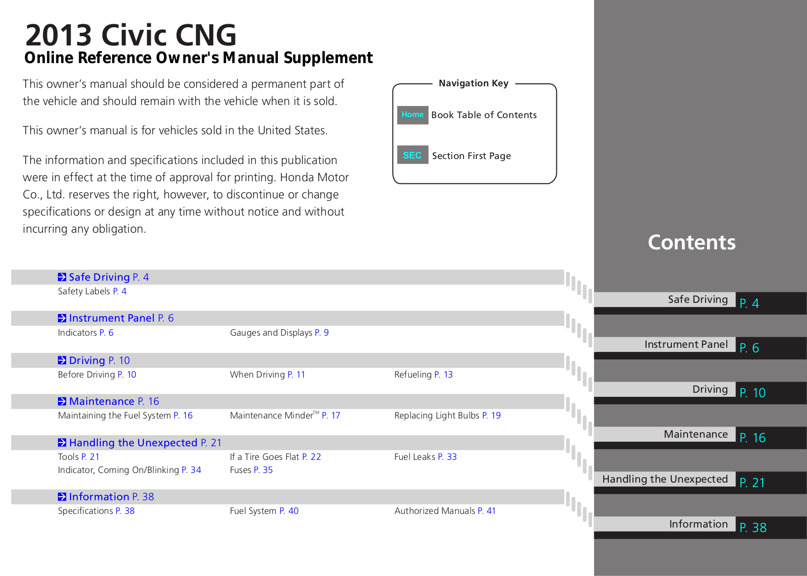 Honda Civic CNG Owner Manual