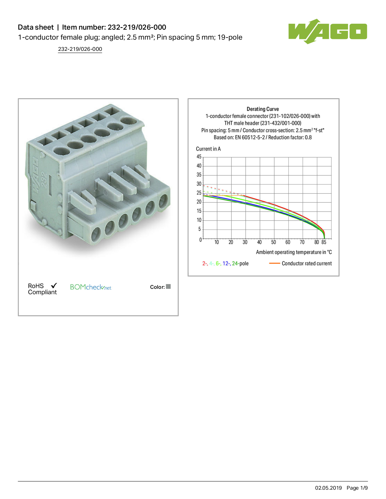 Wago 232-219/026-000 Data Sheet