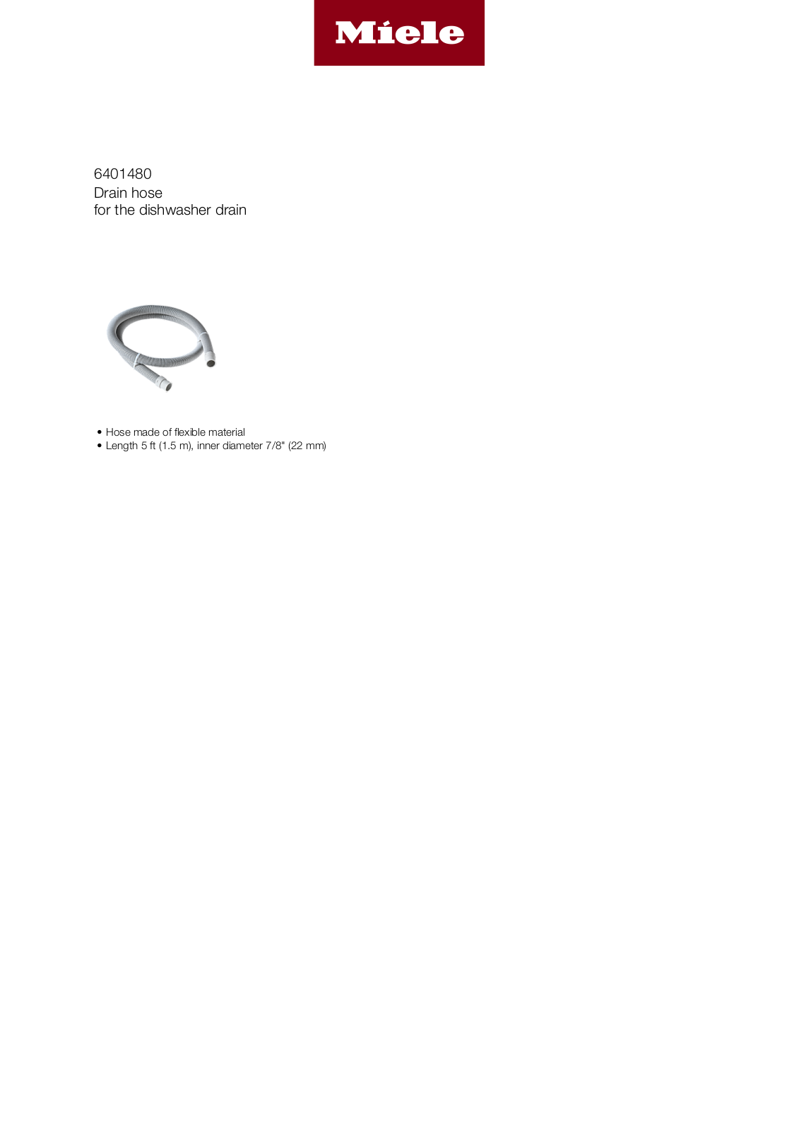 Miele 6401480 Specification Sheet