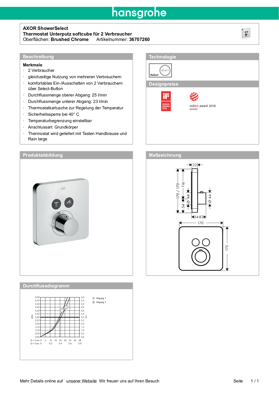 Hansgrohe AXOR 36707260 User Manual