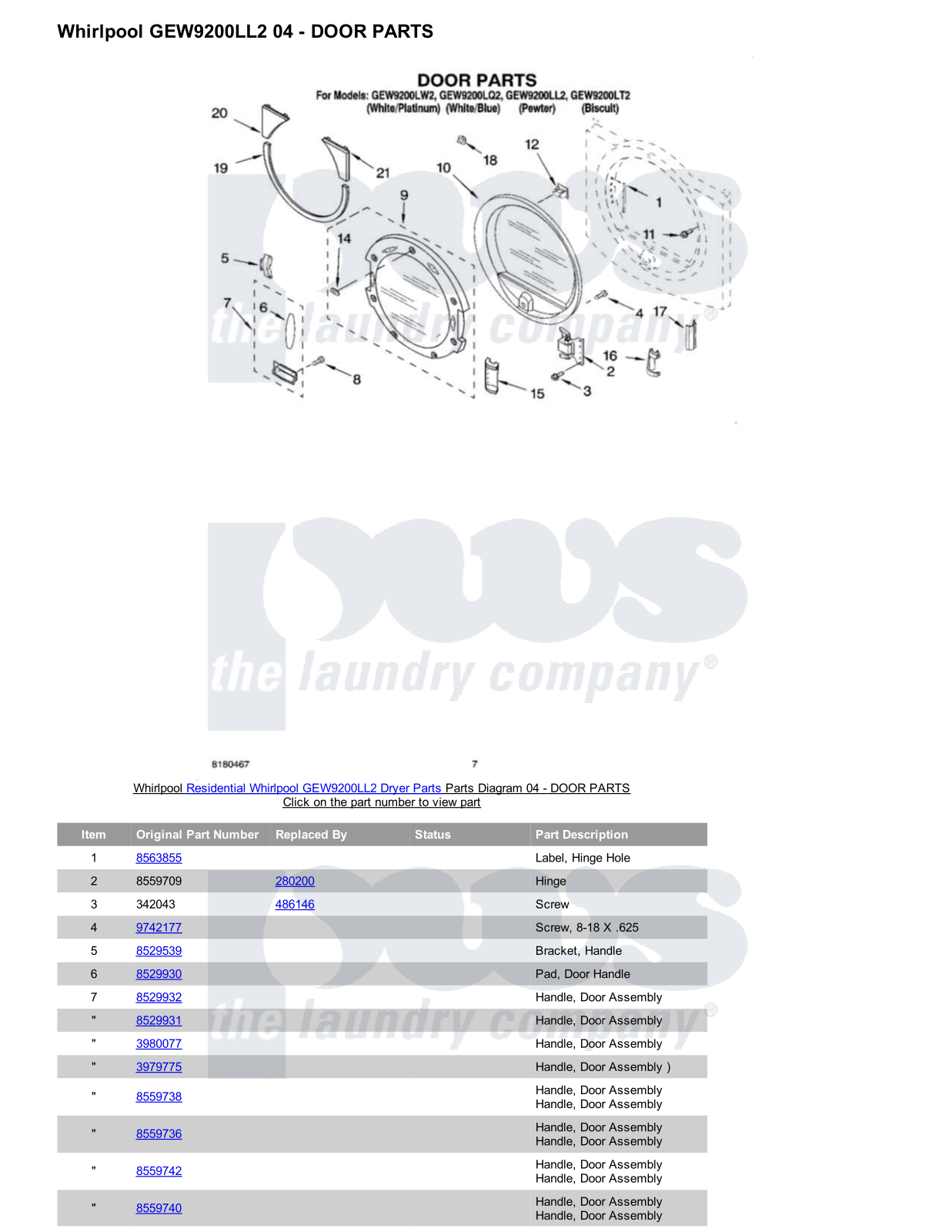 Whirlpool GEW9200LL2 Parts Diagram