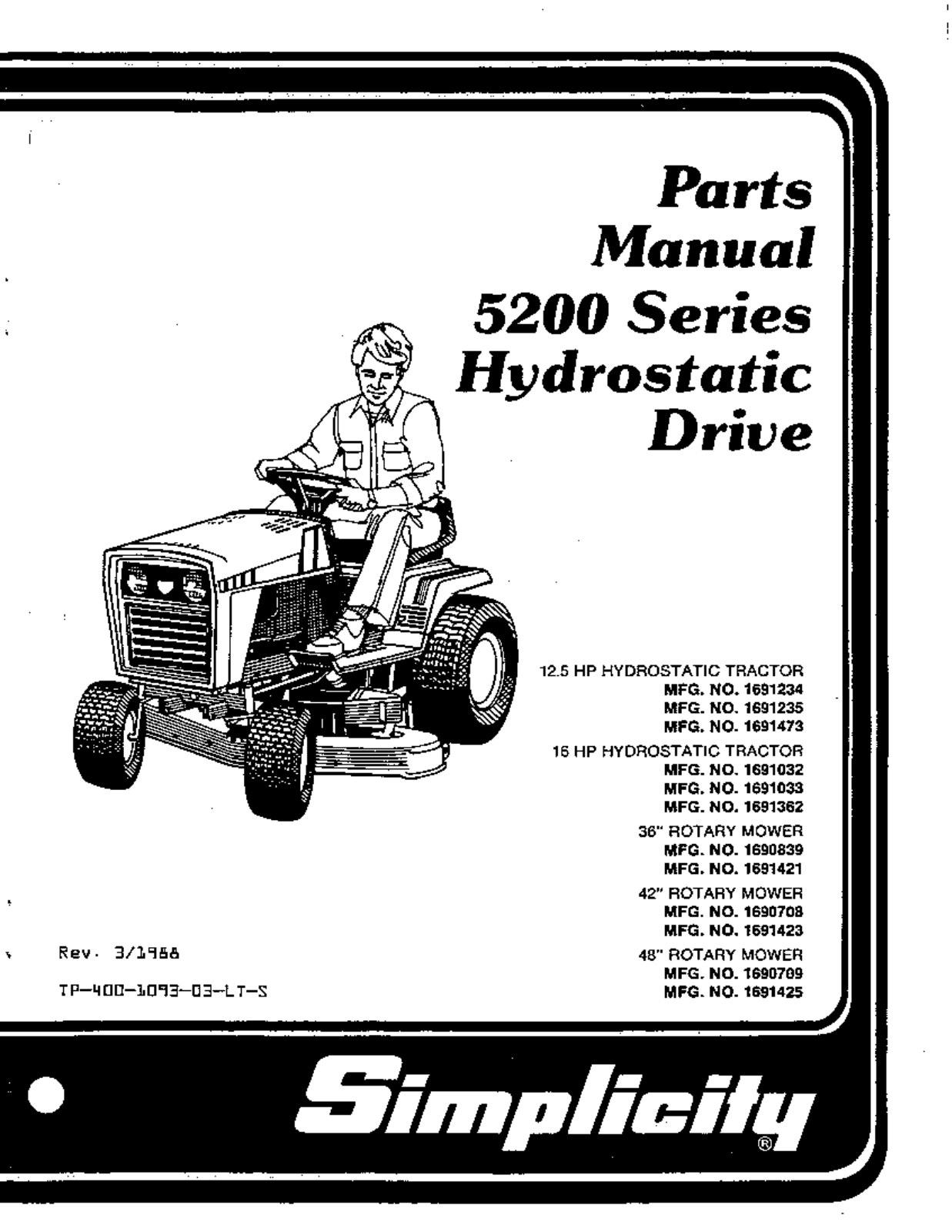 Simplicity 5200 Series Parts Manual