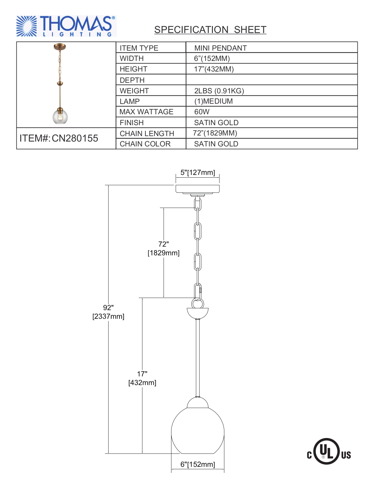 Thomas Lighting CN280155 User Manual - ManualMachine.com