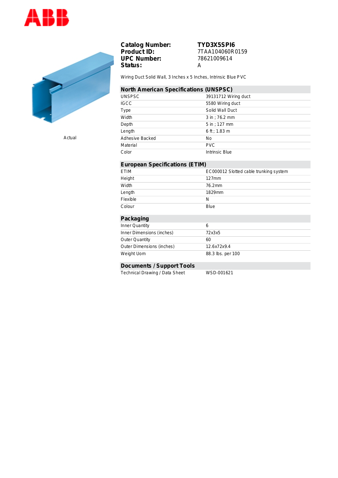 Thomas & Betts TYD3X5SPI6 Data Sheet