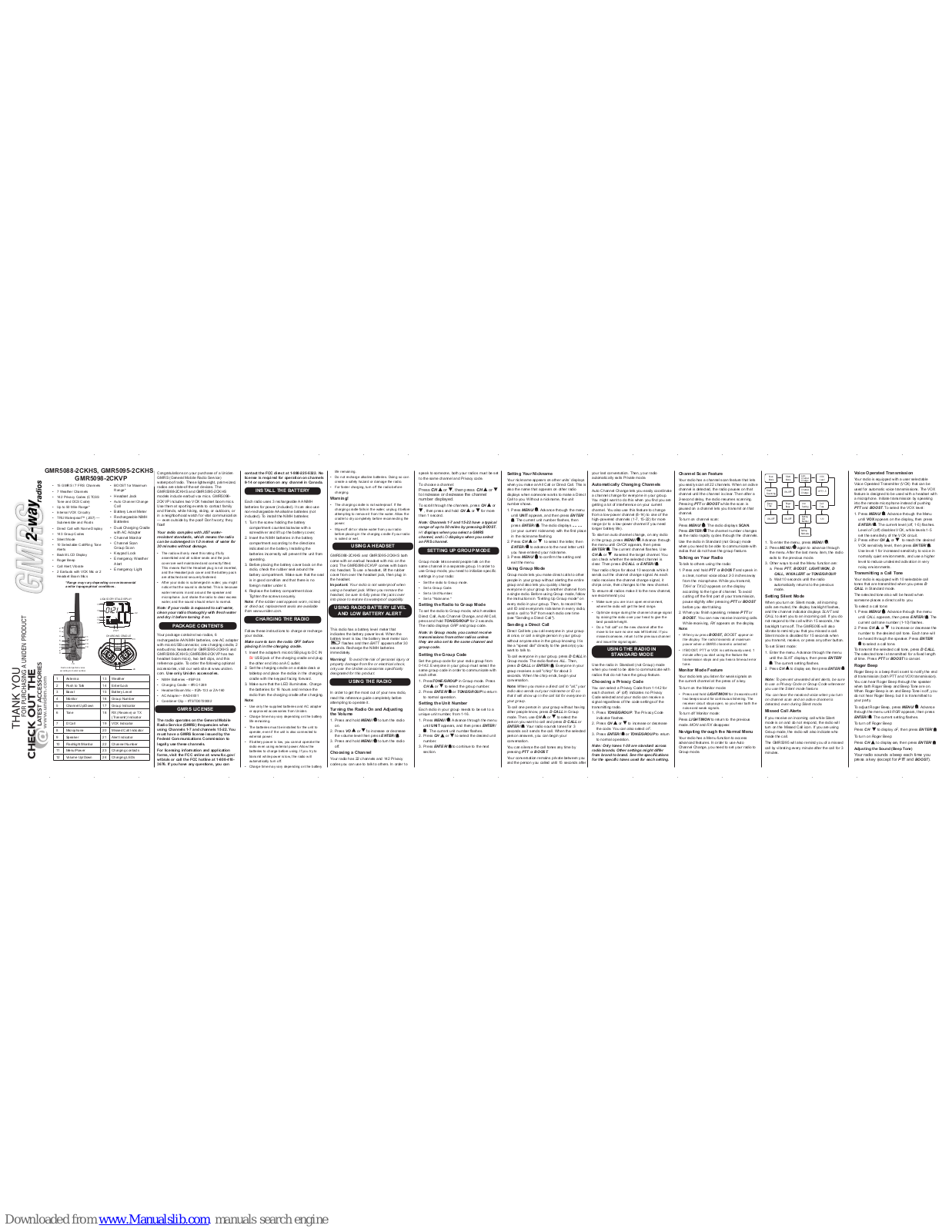 Uniden GMR5088-2CKH, GMR5098-2CKVP, GMR5095-2CKHS User Manual