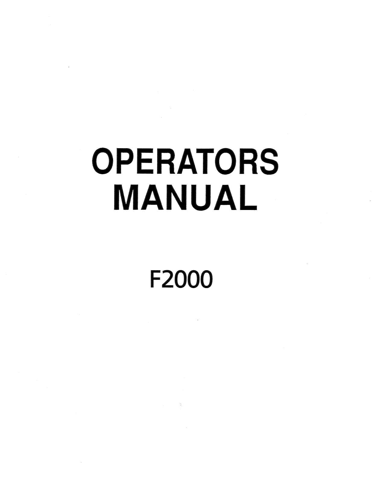 Kubota F2000 Operators Manual