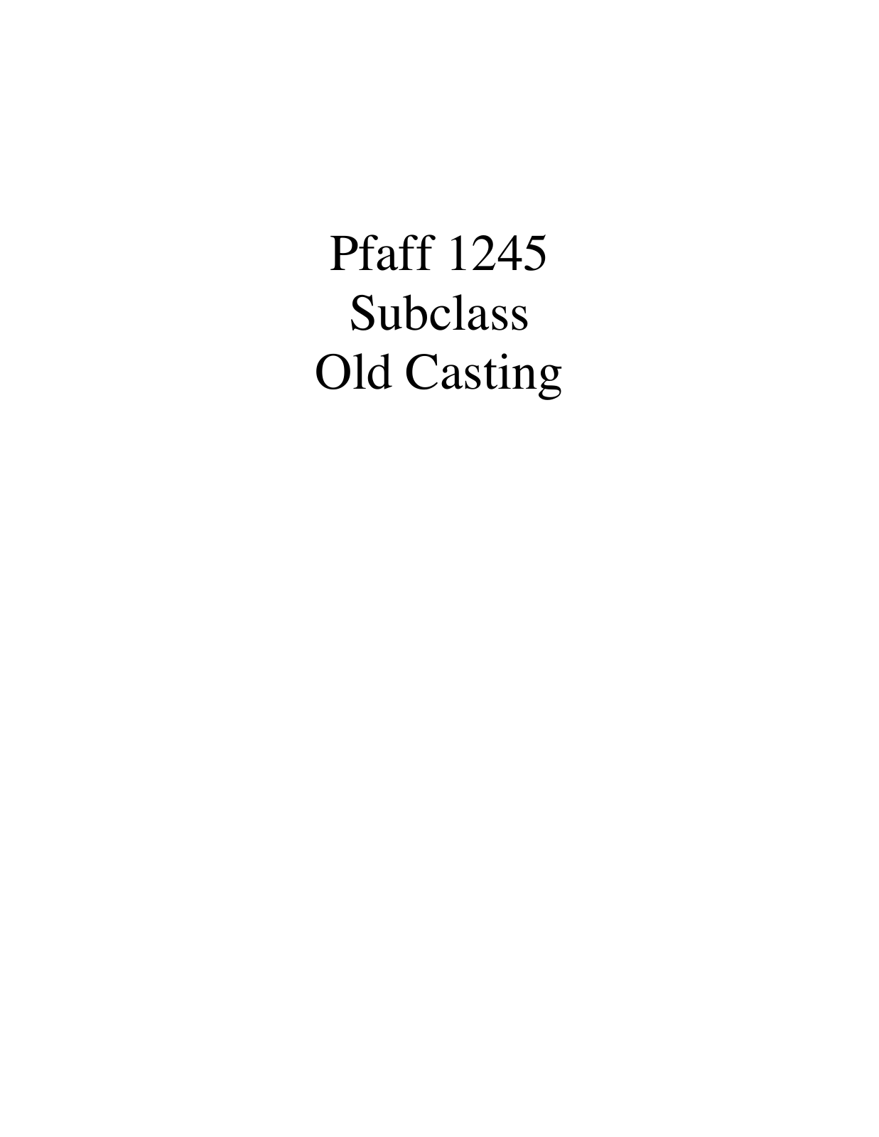 PFAFF 1245 Parts List