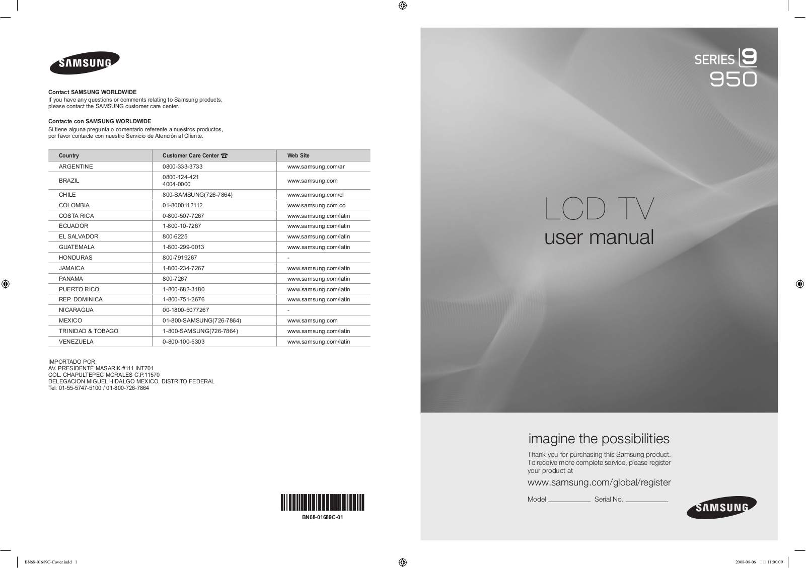 Samsung LN46A950D1F, LN46A950, LN55A950, LN55A950D1F User Manual