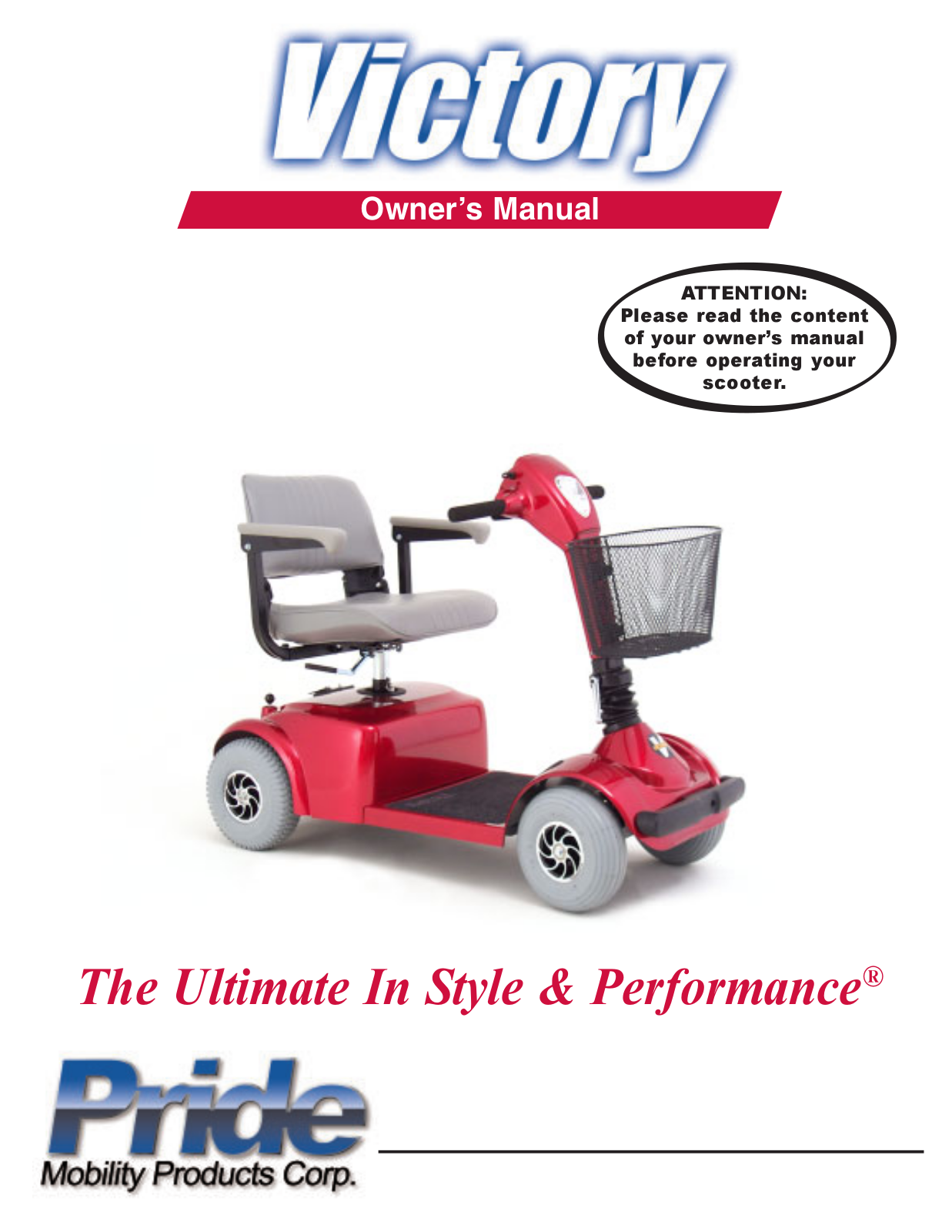 Pride Mobility scooter User Manual