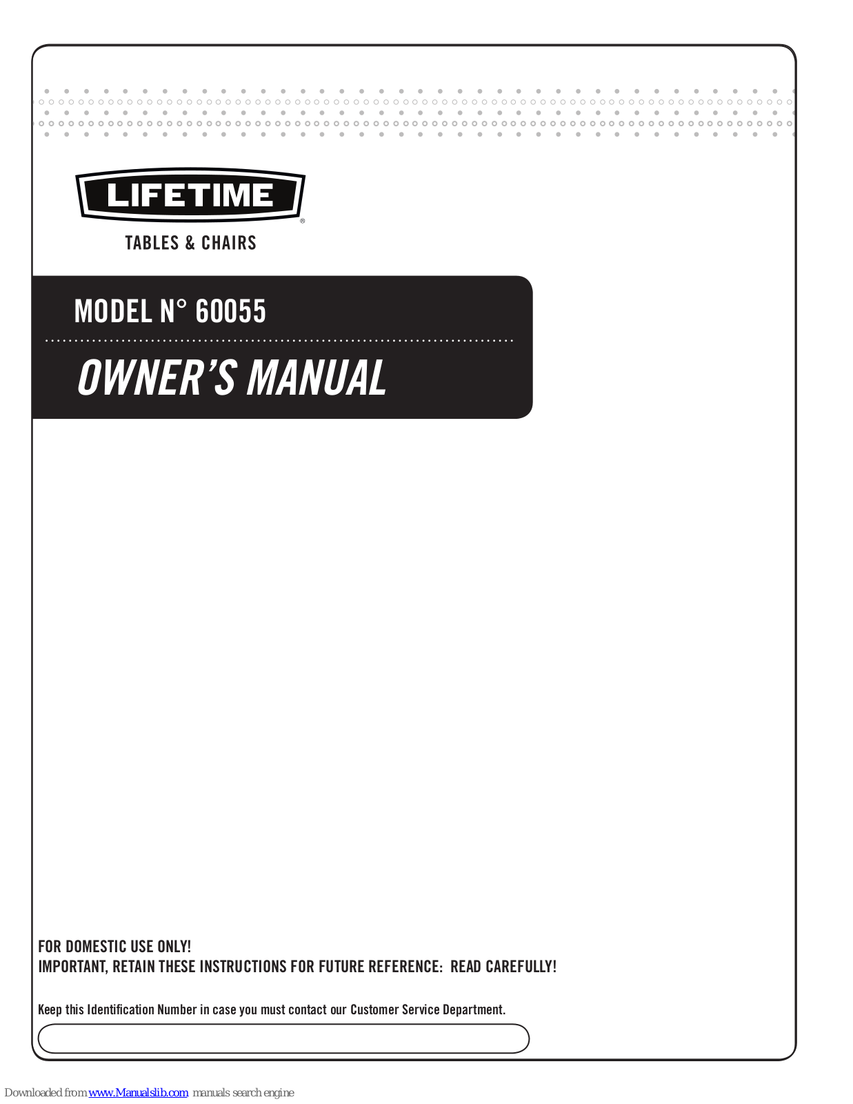 Lifetime 60055, 60031 Owner's Manual