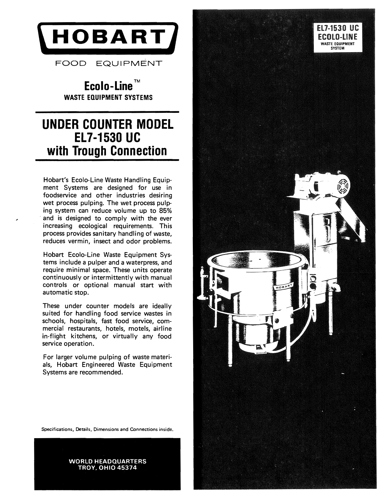 Hobart EL7-1530UC User Manual