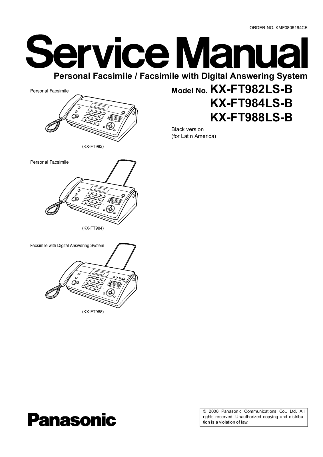 Panasonic KX-FT982LS-B, KX-FT984LS-B, KX-FT988LS-B Service Manual