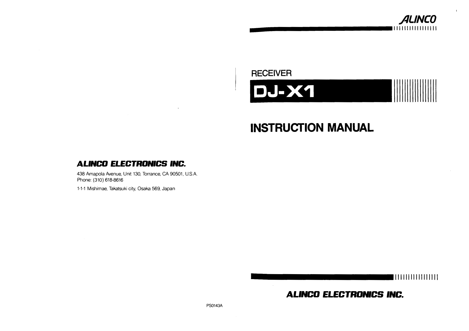 Alinco DJ-X1 Instruction Manual