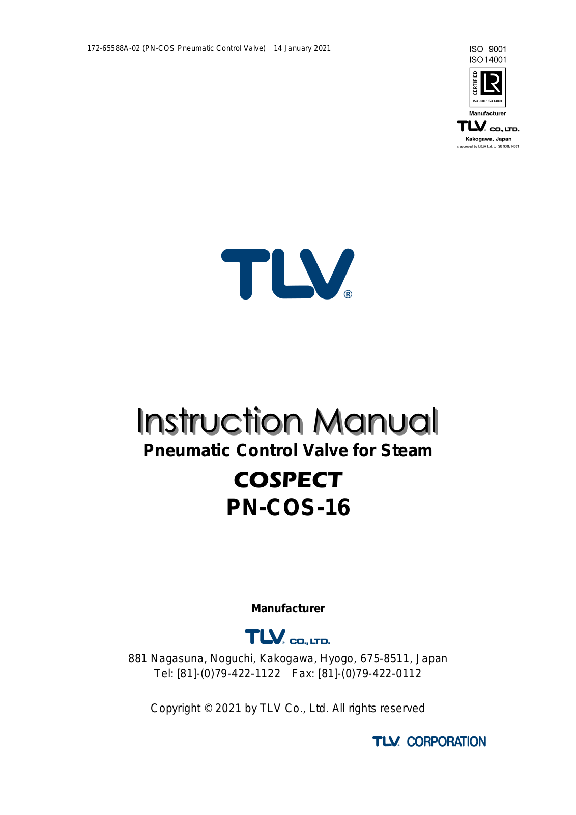 TLV PN-COS-16 User manual