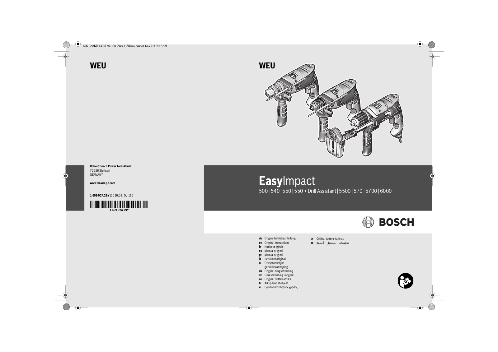 Bosch Easyimpact 570, Easyimpact 5700, Easyimpact 5500, Easyimpact 550, Easyimpact 500 User Manual