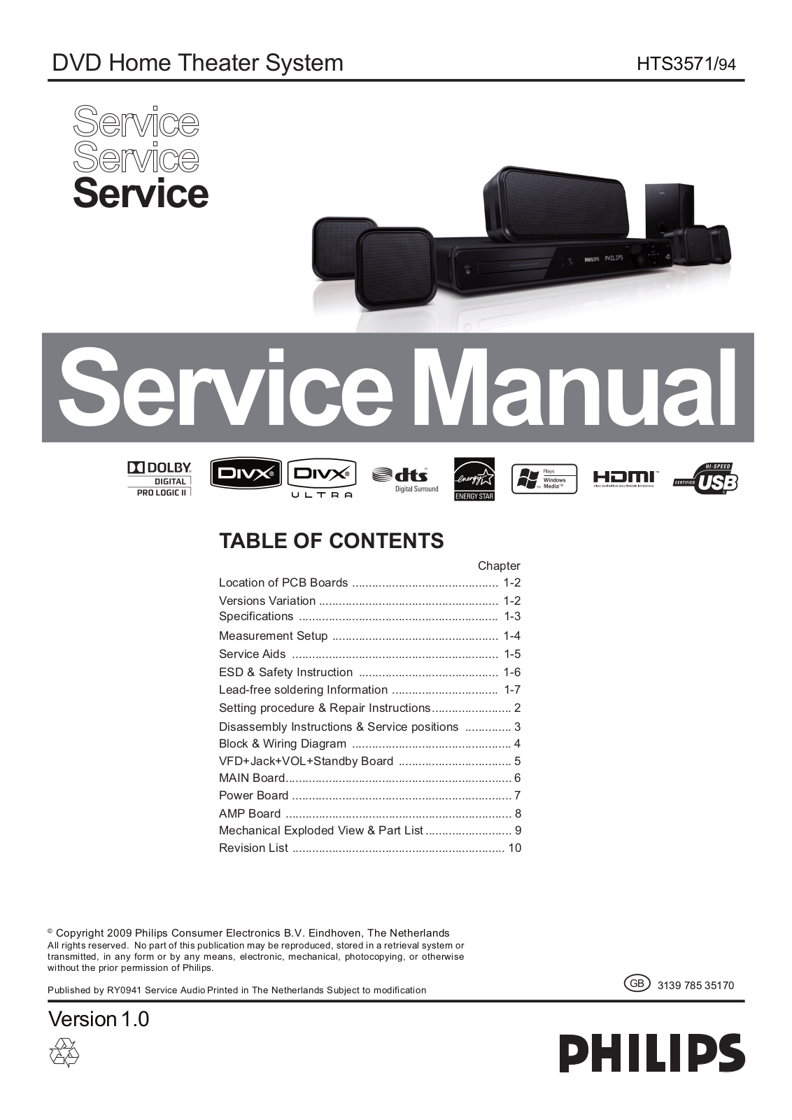 Philips HTS-3571 Service Manual