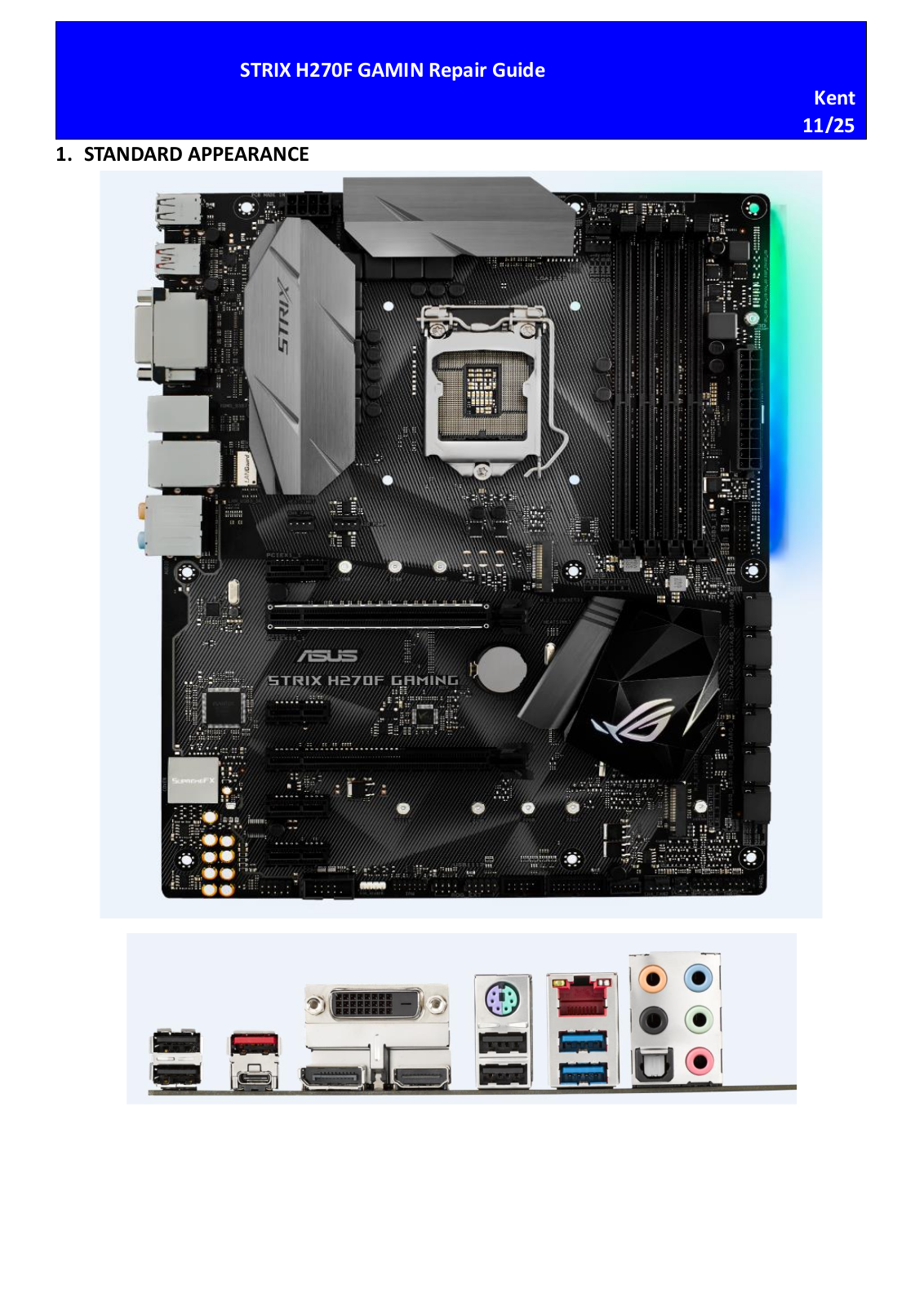 Asus Strix H270F Gaming Repair Guide