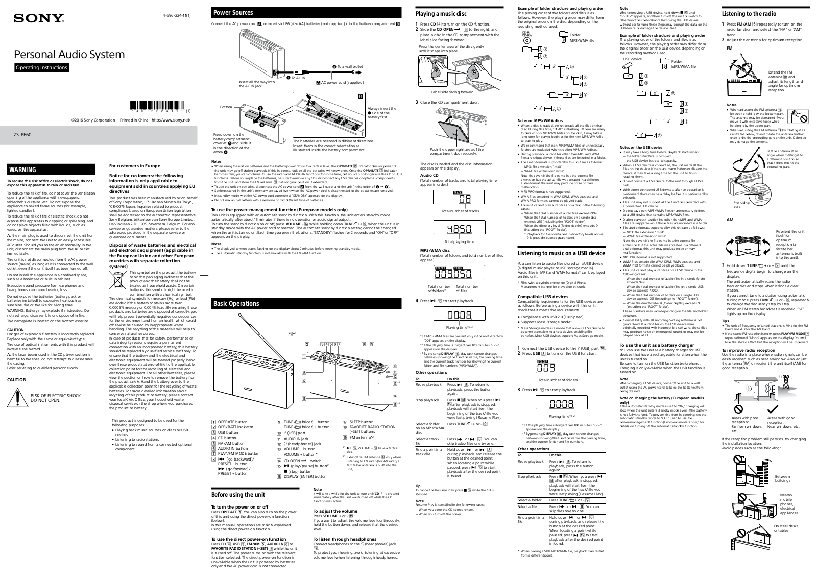 Sony ZS-PE60B User Manual