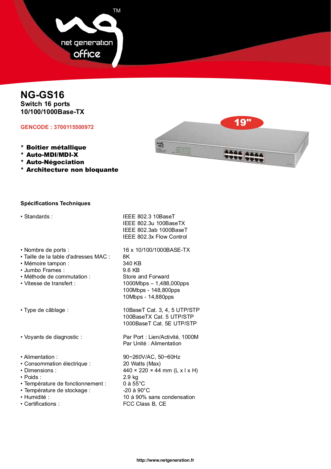 NET GENERATION NG-GS16 User Manual