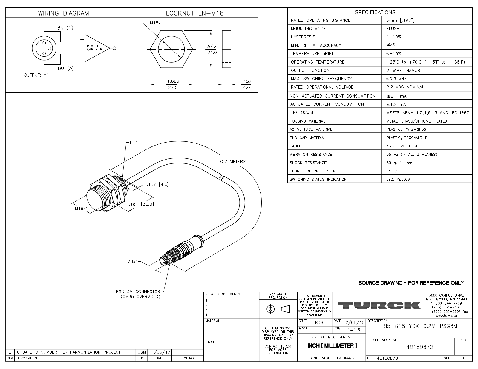 Turck BI5-G18-Y0X-0.2-PSG3M Data Sheet