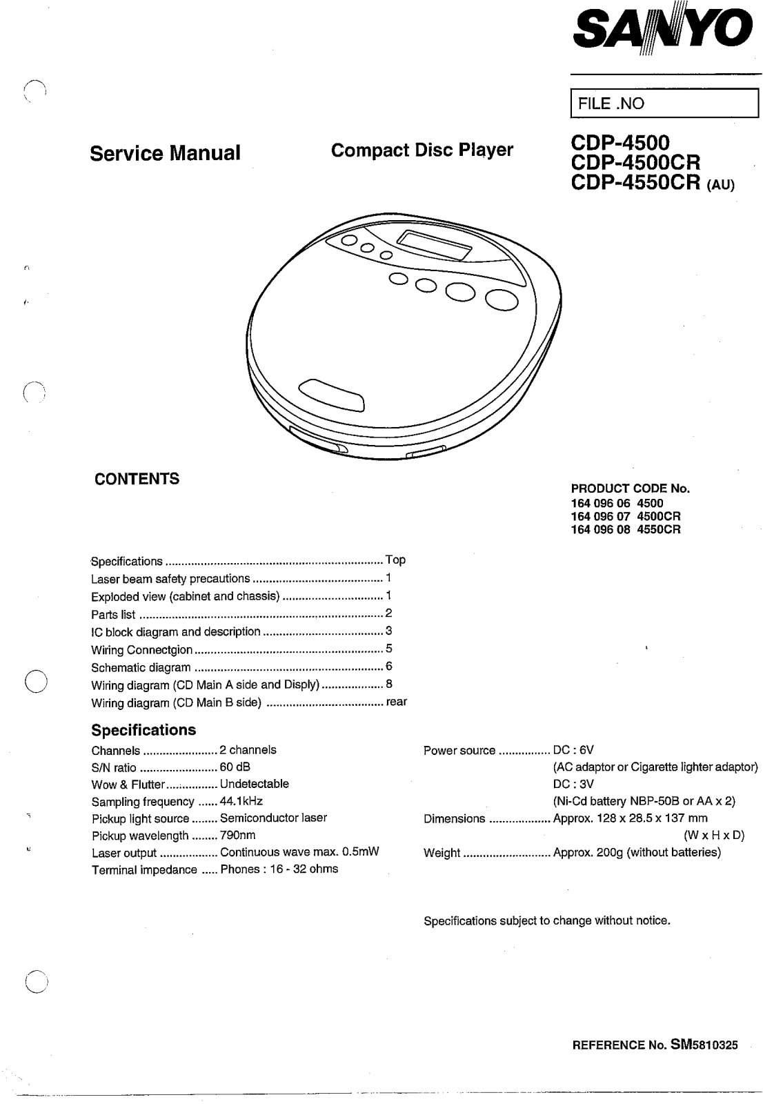SONY CDP 4500CR, CPD4550 Service Manual