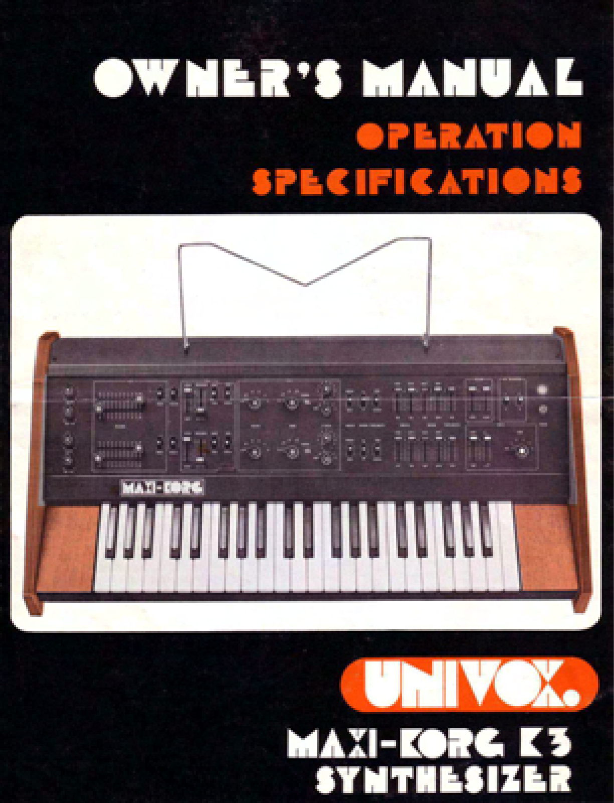 Korg K3 800-DV Owner's Manual