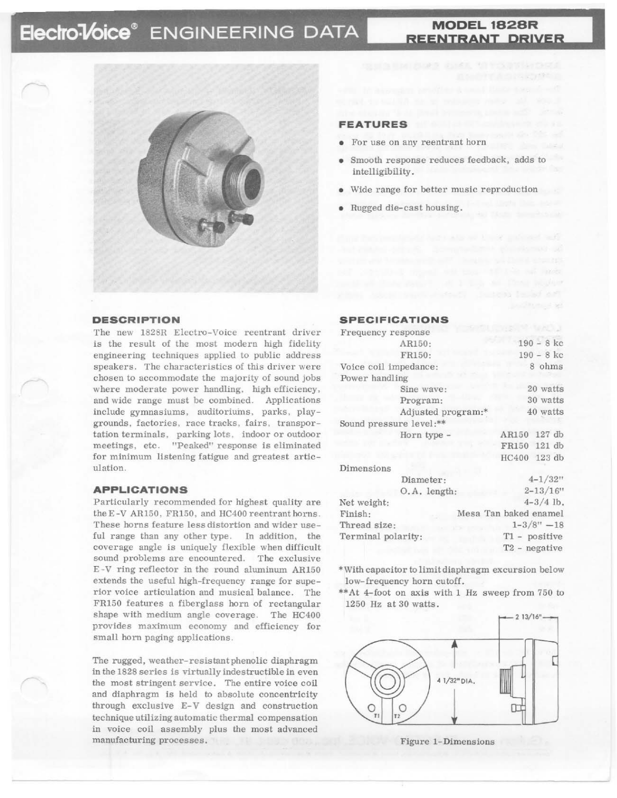 Electro-voice 1828R DATASHEET