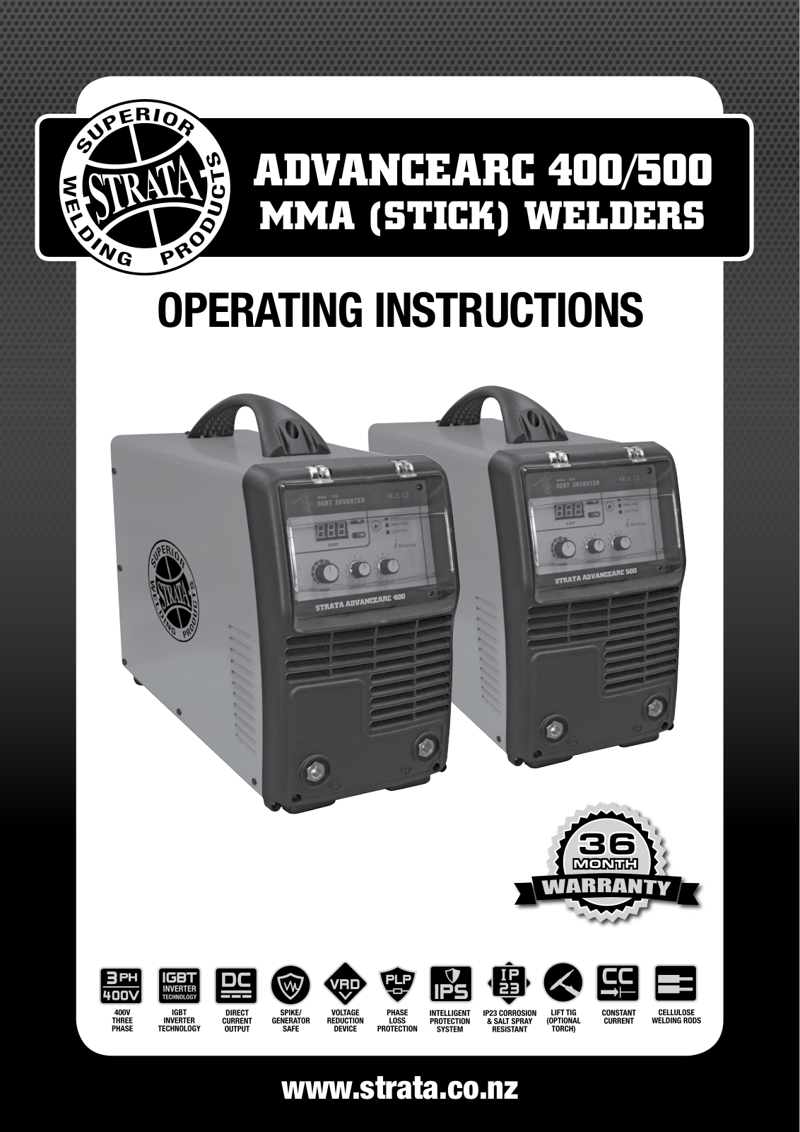 Strata ADVANCEARC 400, ADVANCEARC 500, ADVANCETIG 200, ADVANCED ARC160, ADVANCED ARC200 Operating Instructions Manual - ManualMachine.com