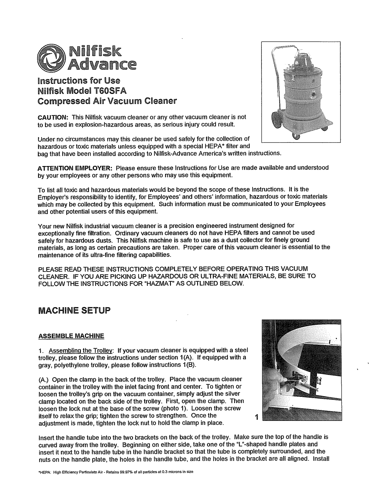 Nilfisk T60SFA User Manual