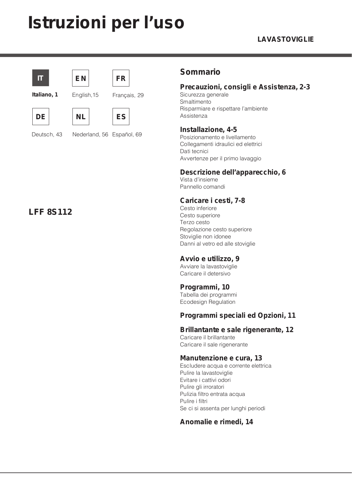 Hotpoint LFF 8S112 X EU, LFF 8S112 EU User Manual