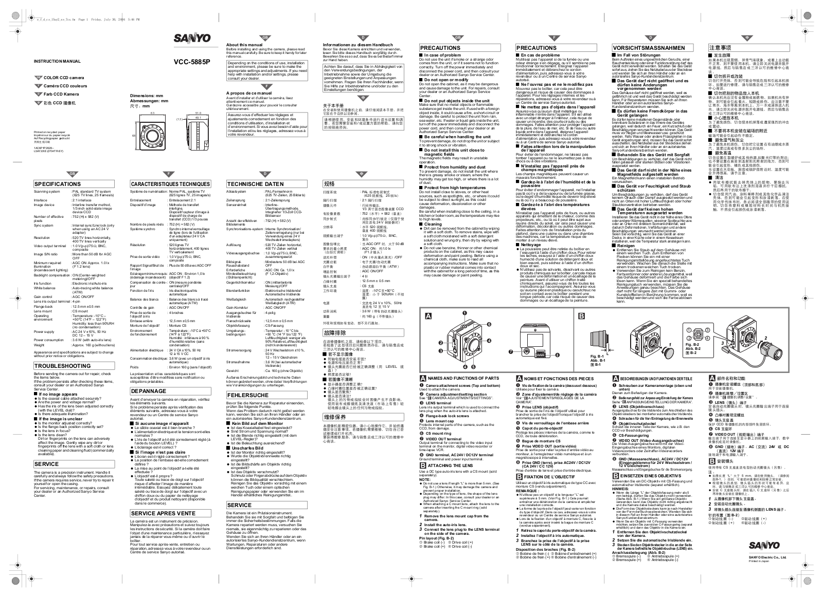 Sanyo VCC-5885P Instruction Manual
