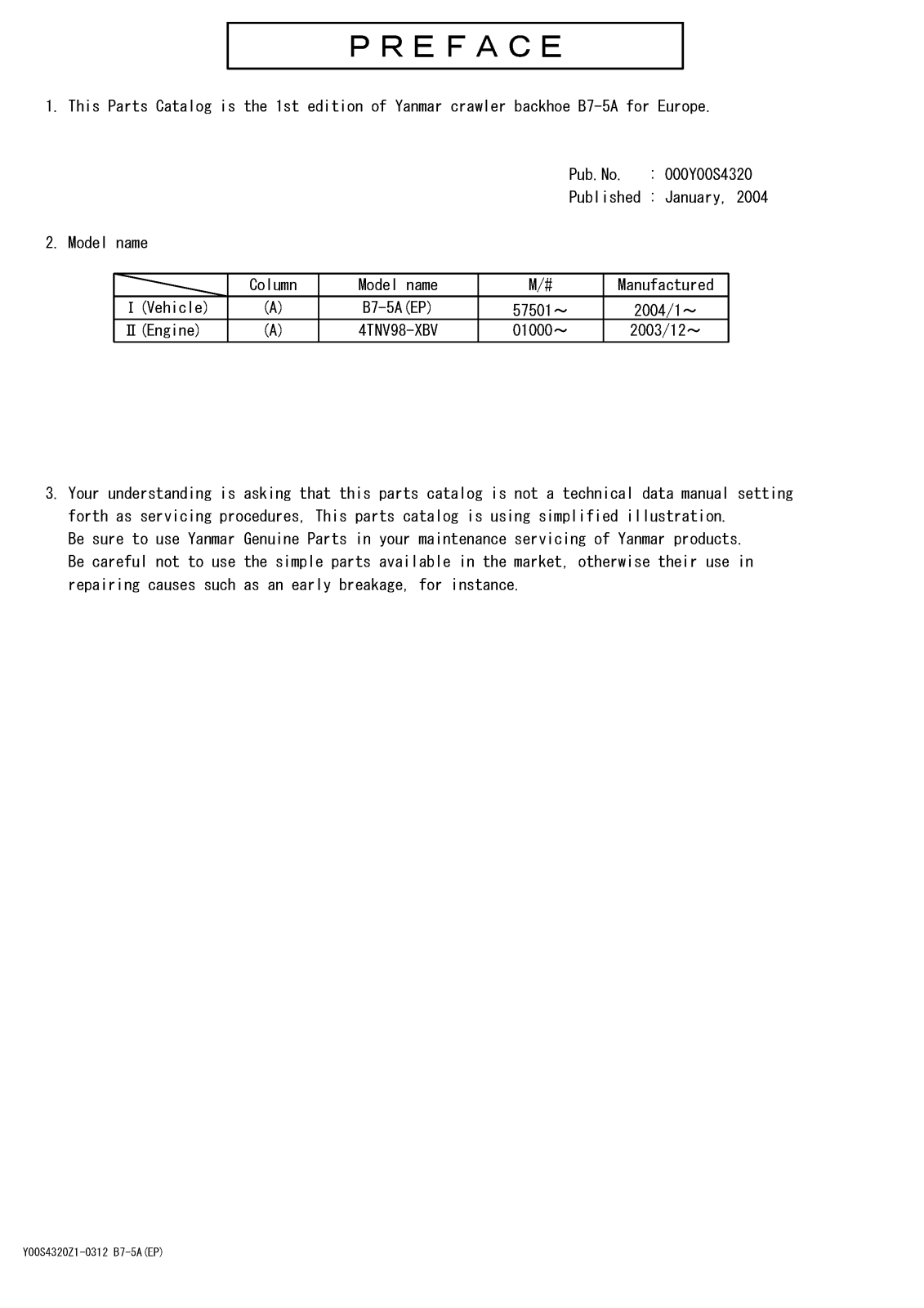 Yanmar b7-5a Service Manual