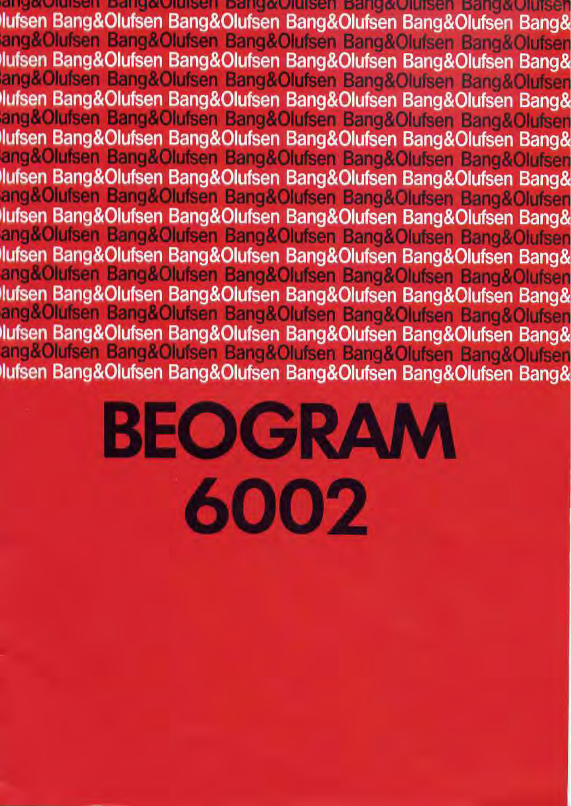 Bang Olufsen Beogram 6002 Owners Manual